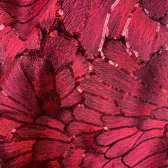 WHBM Red Sequined Embroidered Dress, Fully Lined - Picture 6 of 14